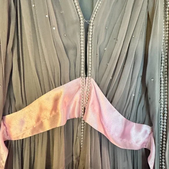 Chiffon Grey & Pink Dressing Gown - Picture 3 of 10